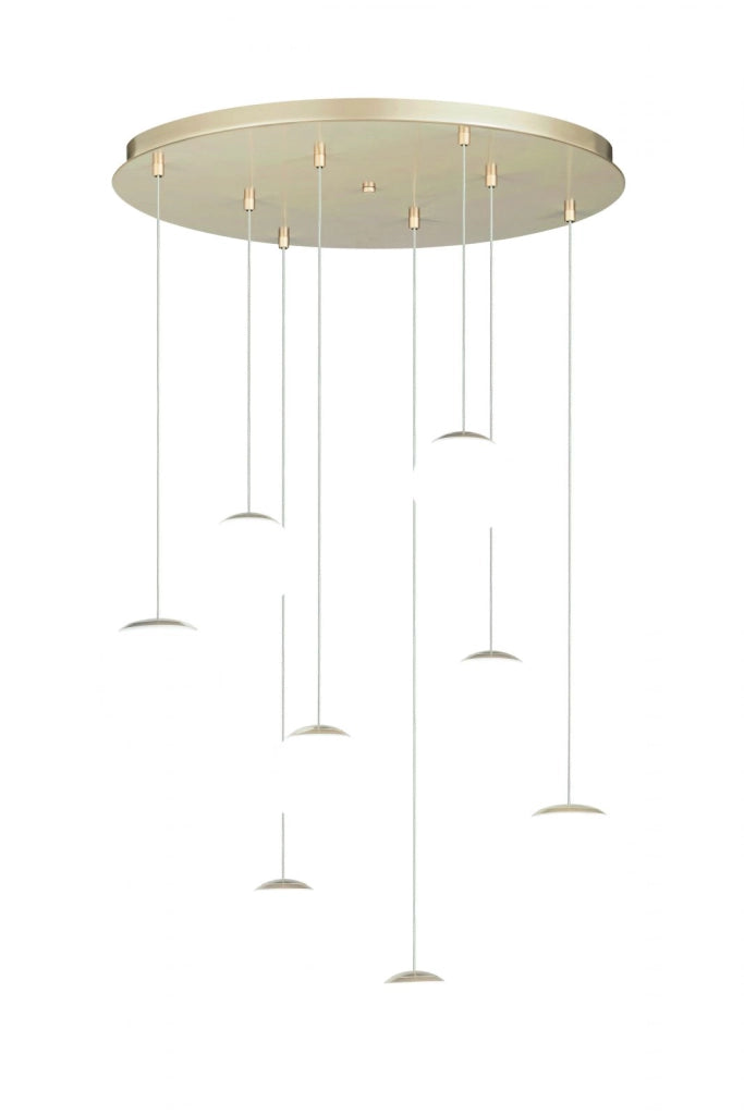 SOSPENSIONE SANTOS 8 LUCI ORO LED 3000K 4703LM 60W D.11-14CM SENZA VETRI