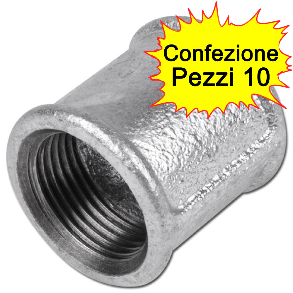 Manicotti in ghisa zincati da 1" filettatura femmina femmina ff pezzi 10