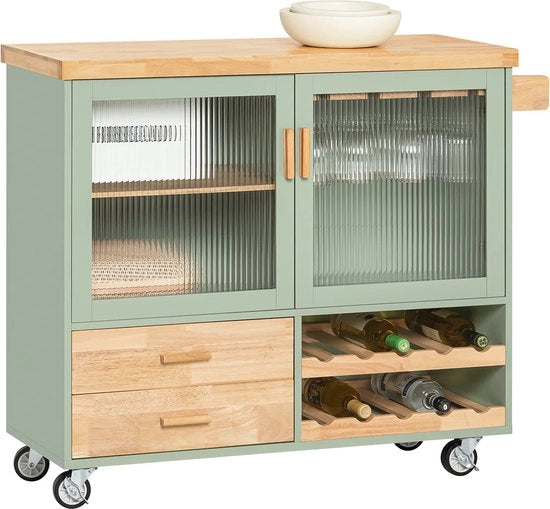 Isola Cucina - Mobiliabile - Credenza Cucina - Comodino - Organizzatore - Armadi - Piastra in Legno - Cassetti - Verde