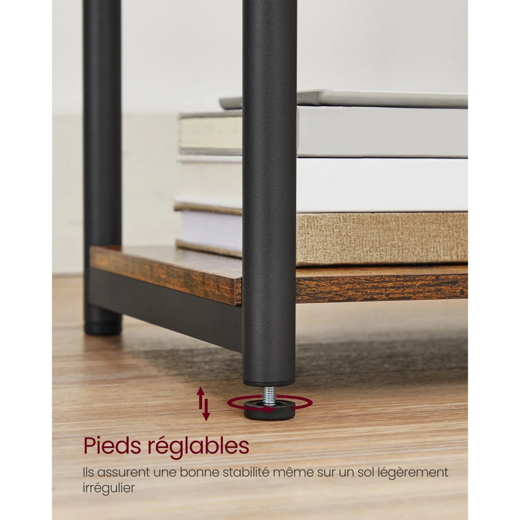 Tavolino/comodino piccolo con 2 porte USB 30 x 34 x 58 cm per soggiorno/camera da letto marrone 12_0007536