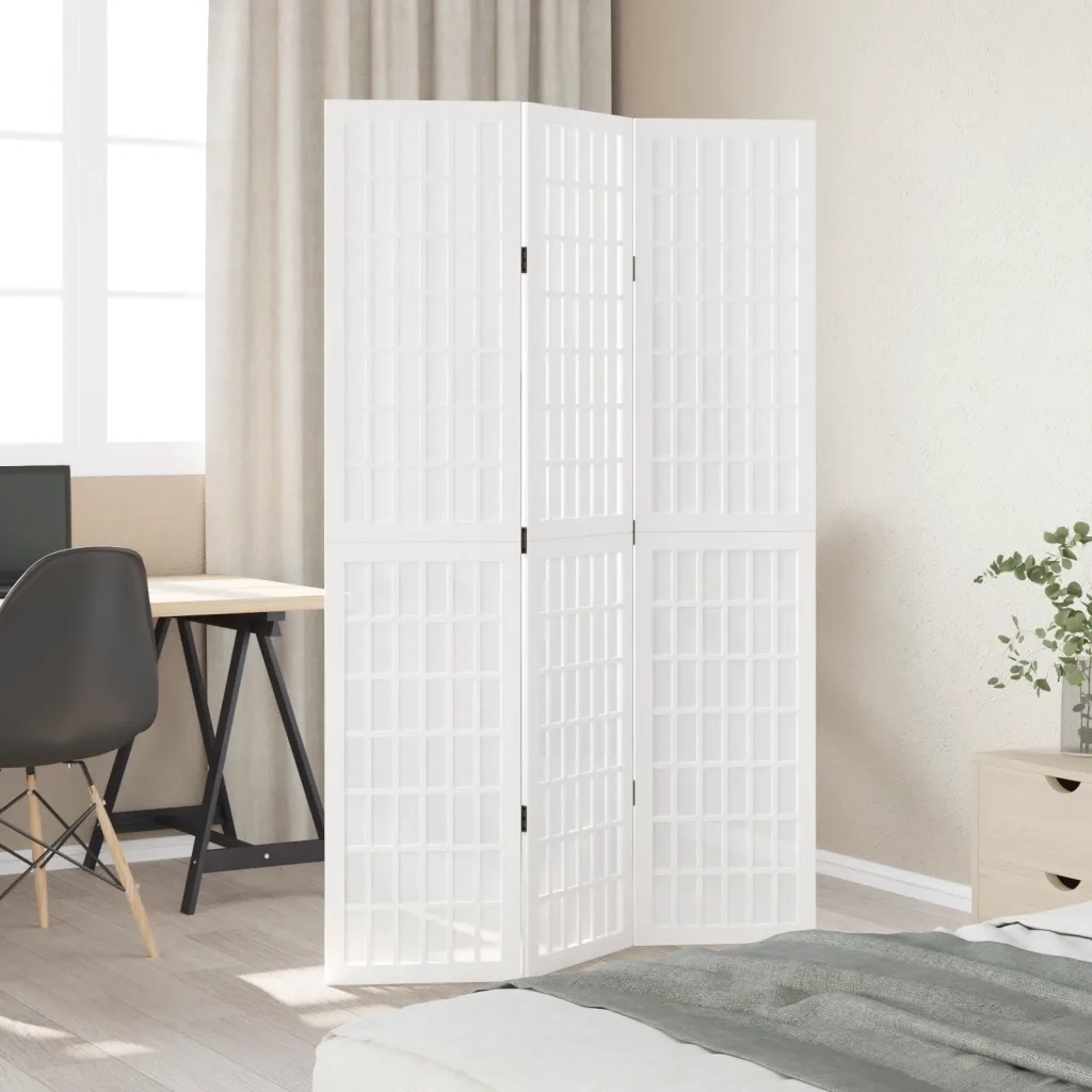 vidaXL Divisorio Ambienti 3Pannelli Bianco Legno Massello di Paulownia