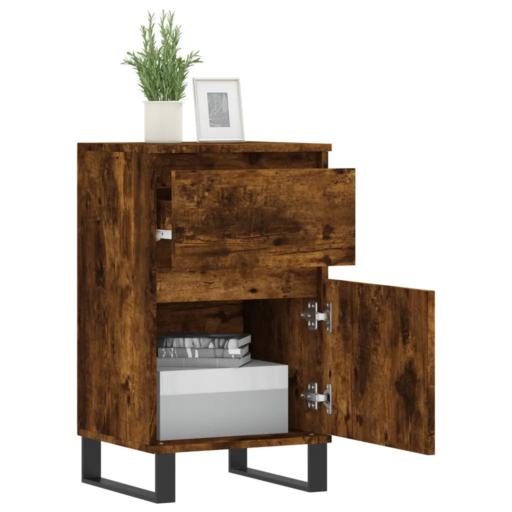 Credenze 2 pz Rovere Fumo 40x35x70 cm in Legno Multistrato 831175