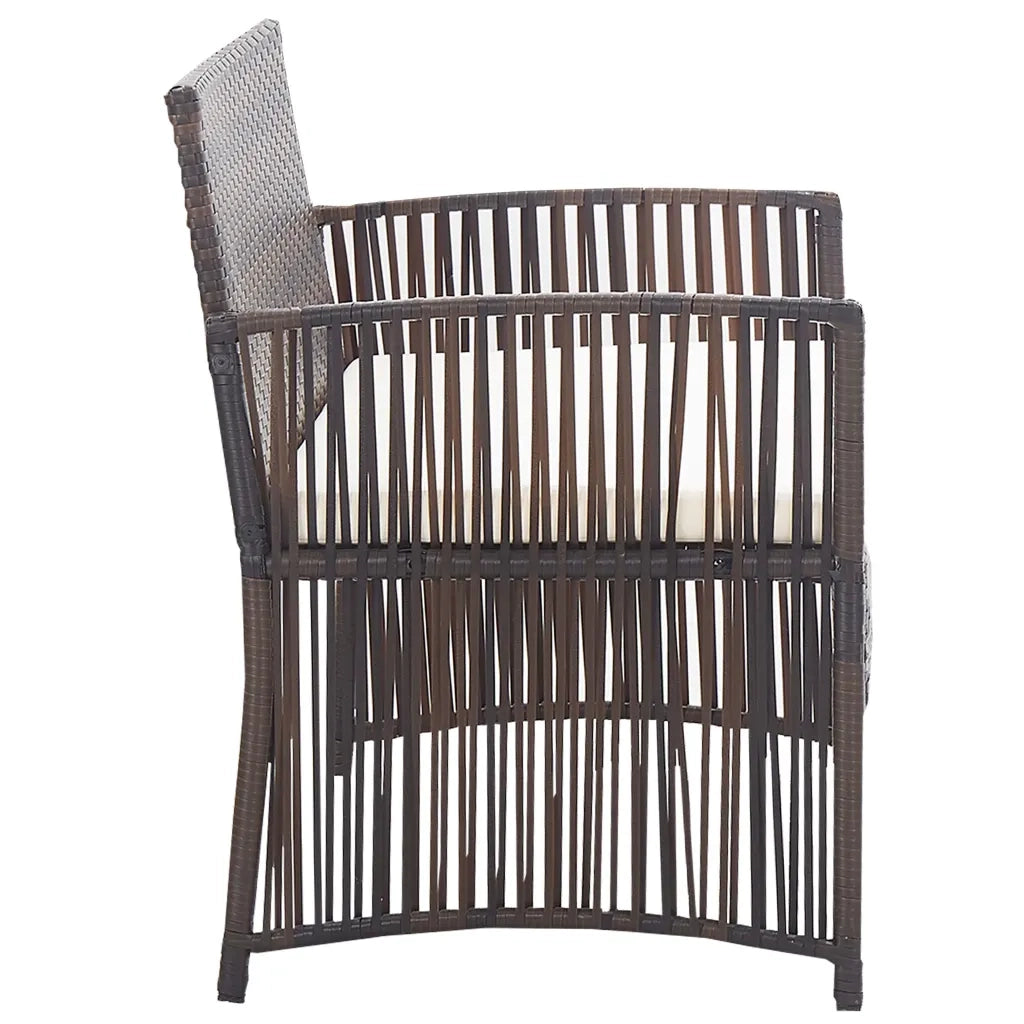 Set Divani da Giardino 4 pz con Cuscino in Polyrattan Marrone cod mxl 35069