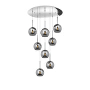 Lampadario Contemporaneo Future Metallo Cromo Vetro 8 Luci E27