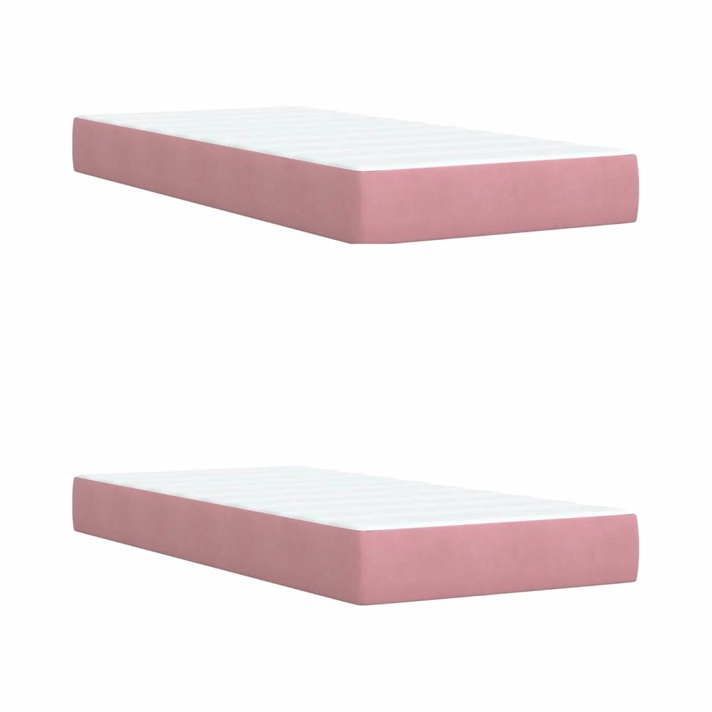 Letto ottomano con materasso con testiera 2 pz Rosa Velluto 3456773