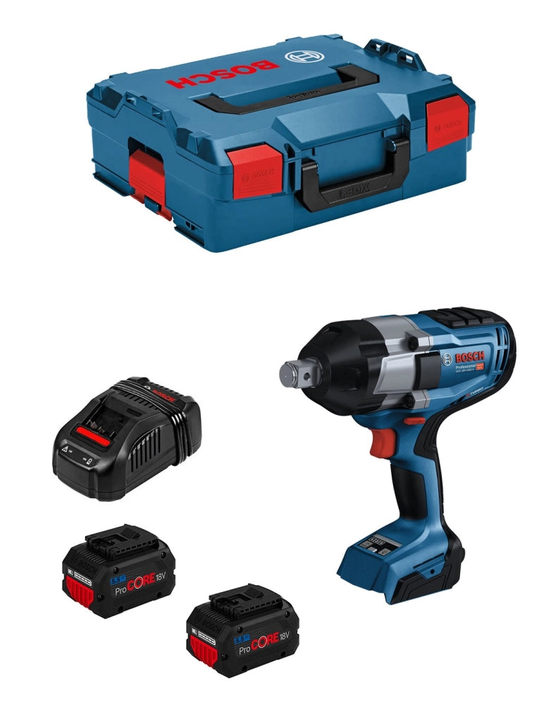 Avvitatore a massa battente BOSCH GDS 18V-1050 H (2 x 5,5 Ah ProCORE + GAL1880CV + L-Boxx 136)
