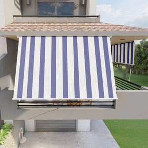 Tenda da sole a caduta con bracci 250cm telo impermeabile bianco blu Golisa