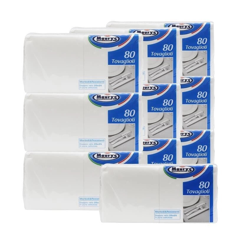 MAURY'S TOVAGLIOLI MORBIDI E RESISTENTI 800 PZ DOPPIO VELO 25 X 25 CM
