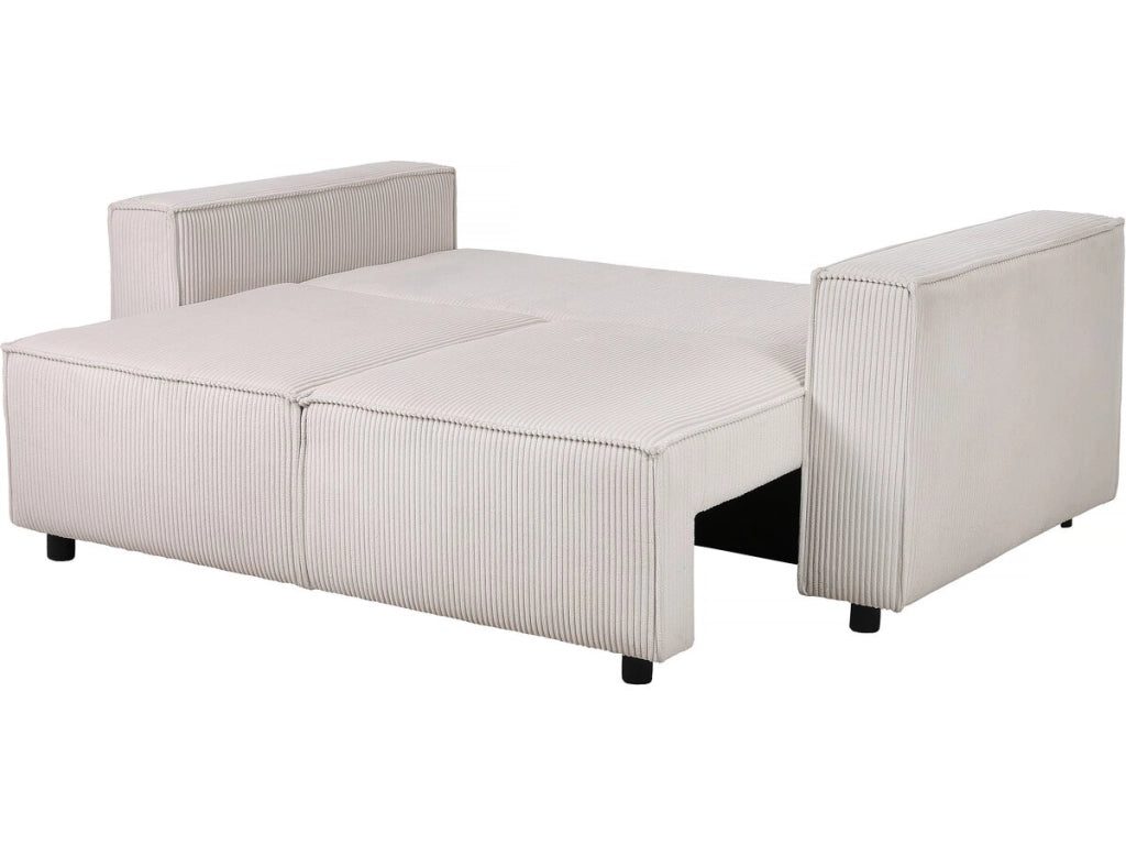 Divano letto in velluto a coste dritte "Montaigne S" - 3 posti - Beige