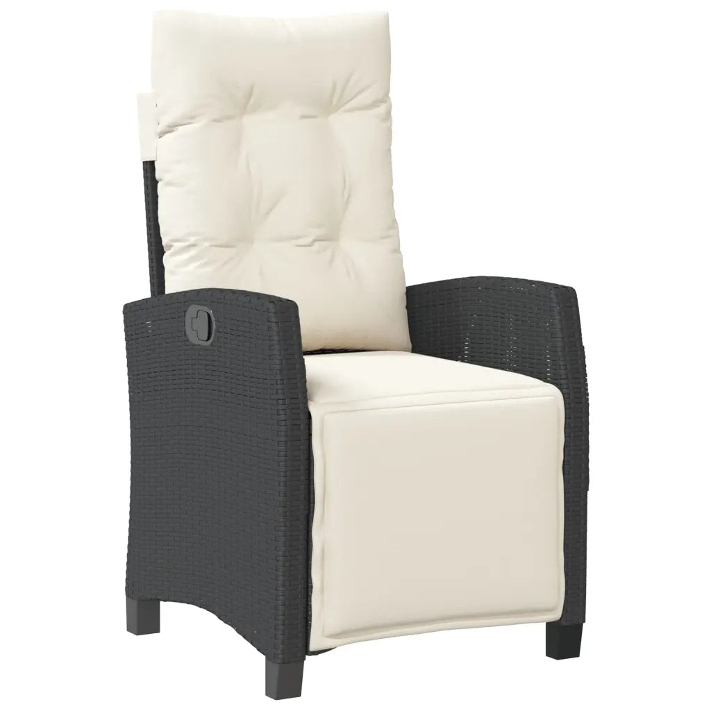 Set da Pranzo da Giardino 5 pz Nero con Cuscini in Polyrattan 3212955