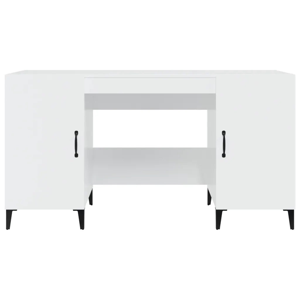 Scrivania Bianco Lucido 140x50x75 cm in Legno Multistrato