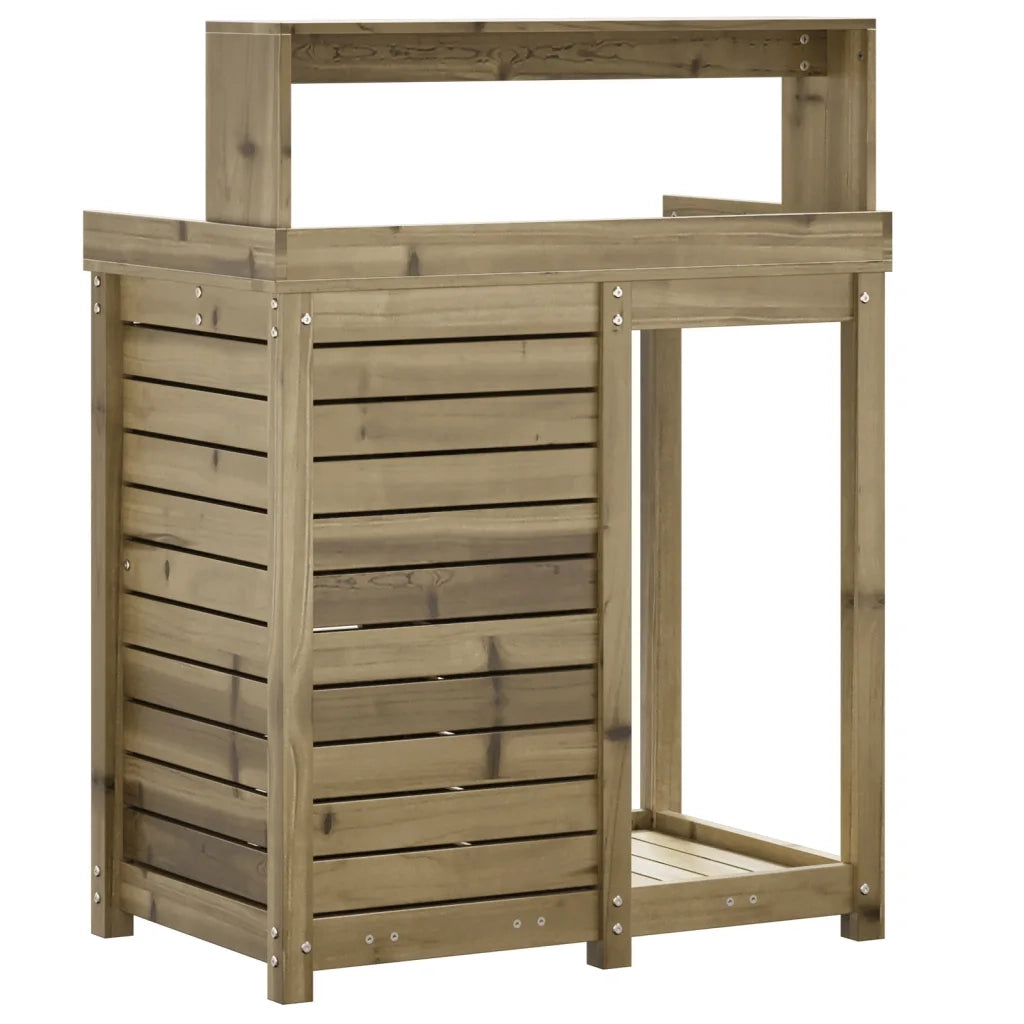 Tavolo Invaso con Ripiani 82,5x50x109,5cm Legno Impregnato Pino 832426