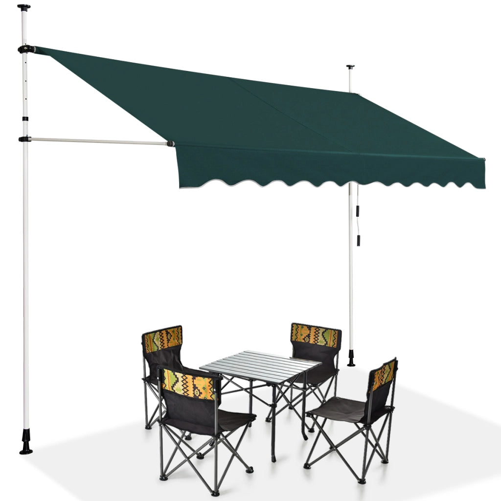 Tenda da sole telescopica e retrattile, Tenda parasole resistente ai raggi UV impermeabile 300 x 120 cm Verde-Tende parasole