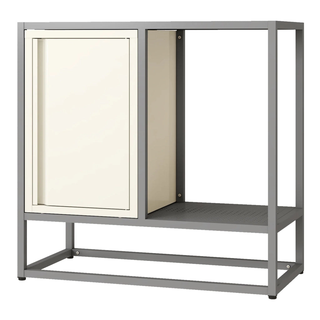 Credenza cassettiera mobile contenitore per soggiorno ingresso camera da letto 70 x 72 x 35 cm acciaio grigio e bianco 03_0009020