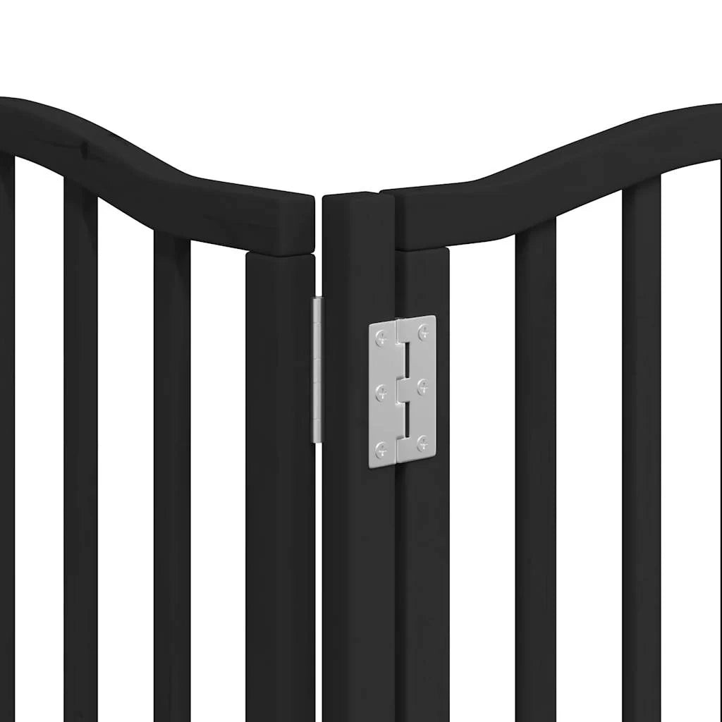 Cancelletto di sicurezza per animali domestici porta pieghevole 9 pannelli legno di pioppo nero 02_0023284