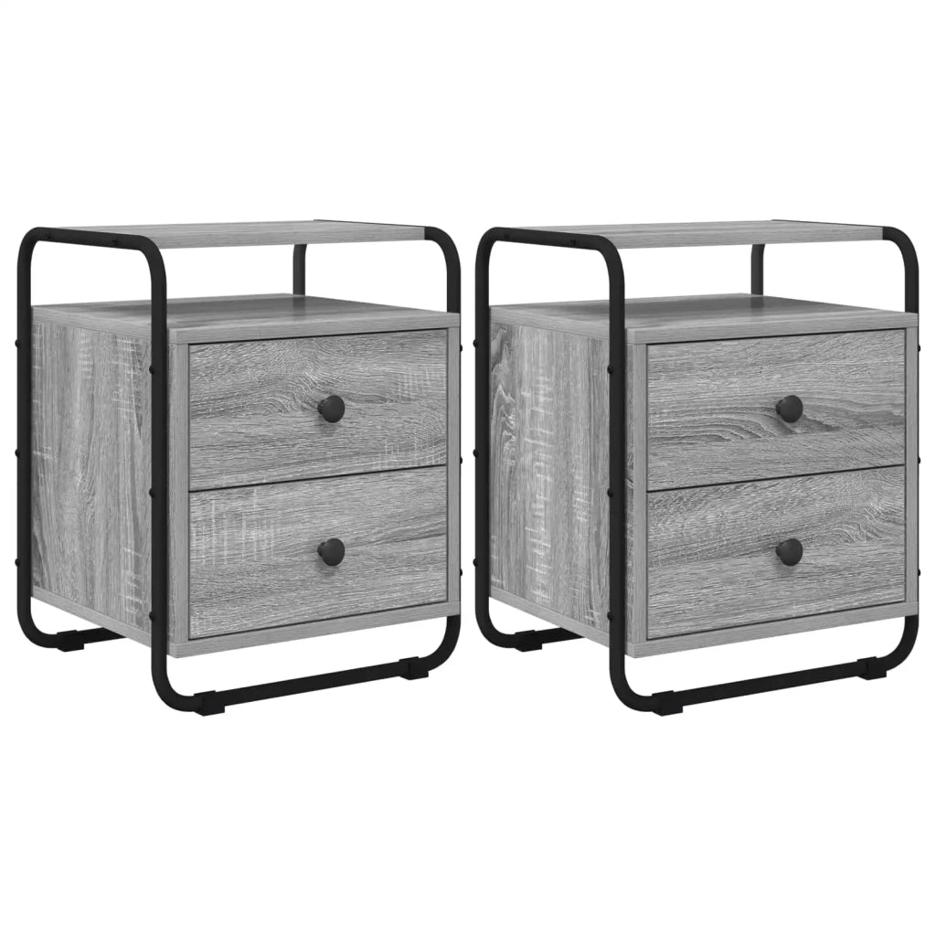 Armadio da Notte 2 pz Sonoma grigio Legno ingegnerizzato 8007630