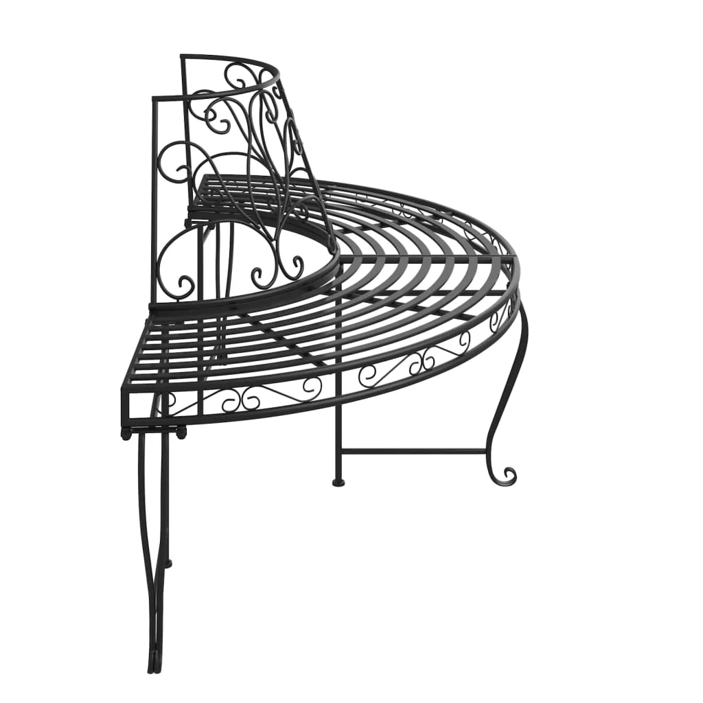 Panca da giardino arredo da giardino per esterno terrazza semicircolare torre ad albero diametro 160 cm acciaio nero 02_0011819