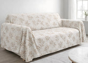 Telo Arredo Copritutto Salvadivano 100% Cotone Made In Italy Disegno Sambuco - Matrimoniale - Nocciola