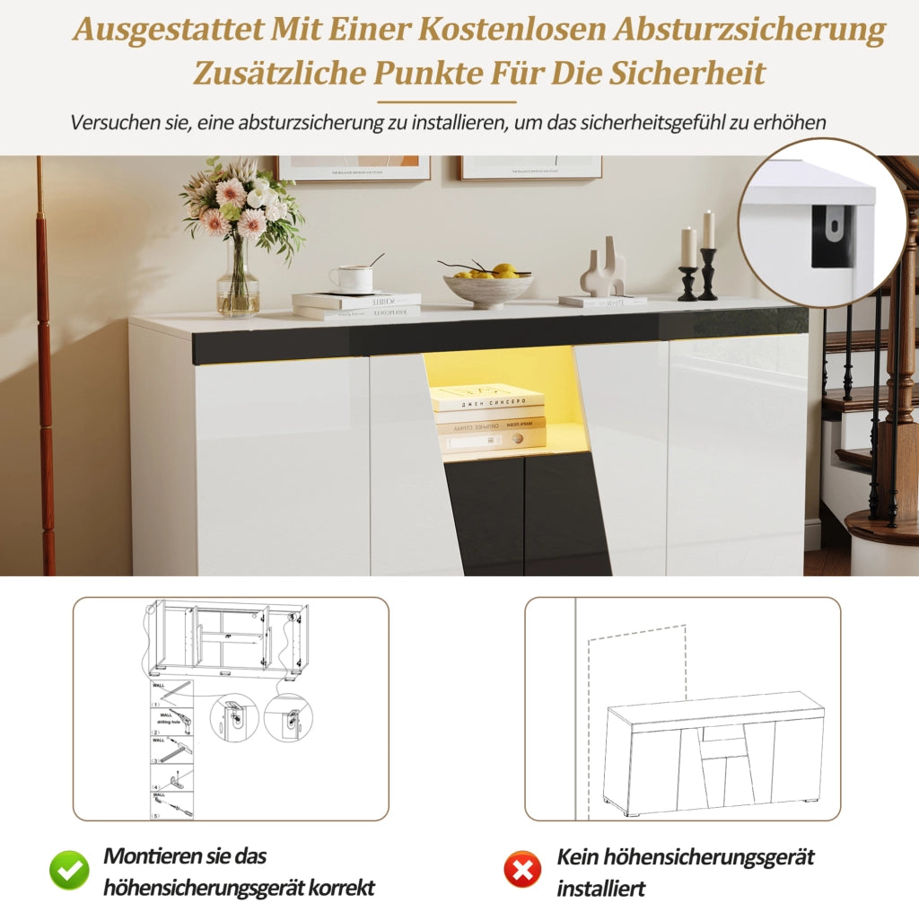 Credenza moderna con ante a contrasto e illuminazione LED