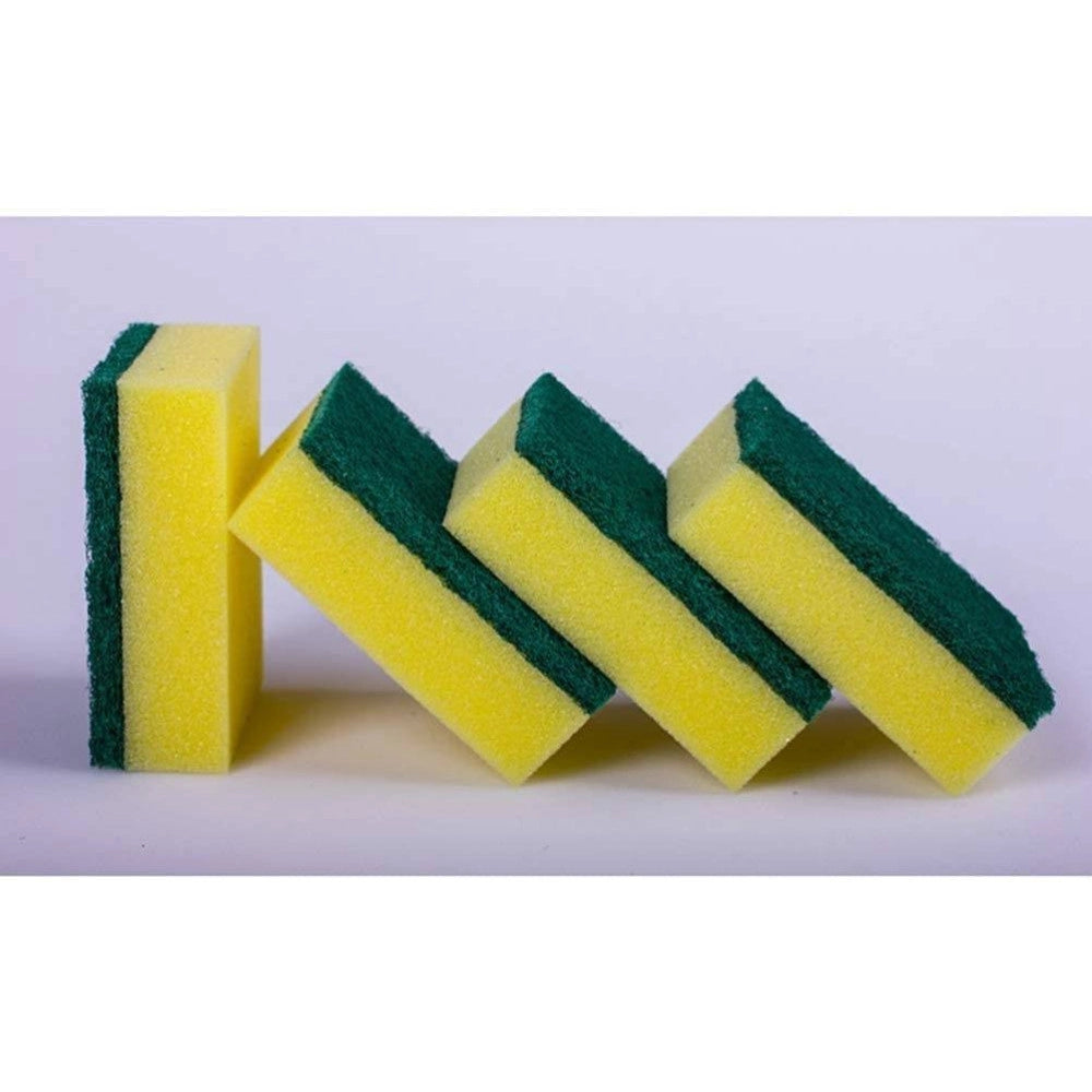 Trade Shop - 12 Spugna Per Lavare Piatti Spugnetta Con Retina Giallo Verde Graffietta Cucina -