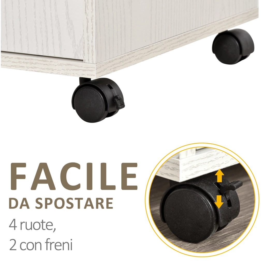 Carrello Cucina con Ruote e Ripiano Microonde ¨C Xylo ¨C 60.4x40.3x97cm Bianco