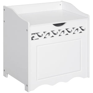 Mobiletto Bagno Portabiancheria in Legno 55x34x58 cm  Floreale Bianco