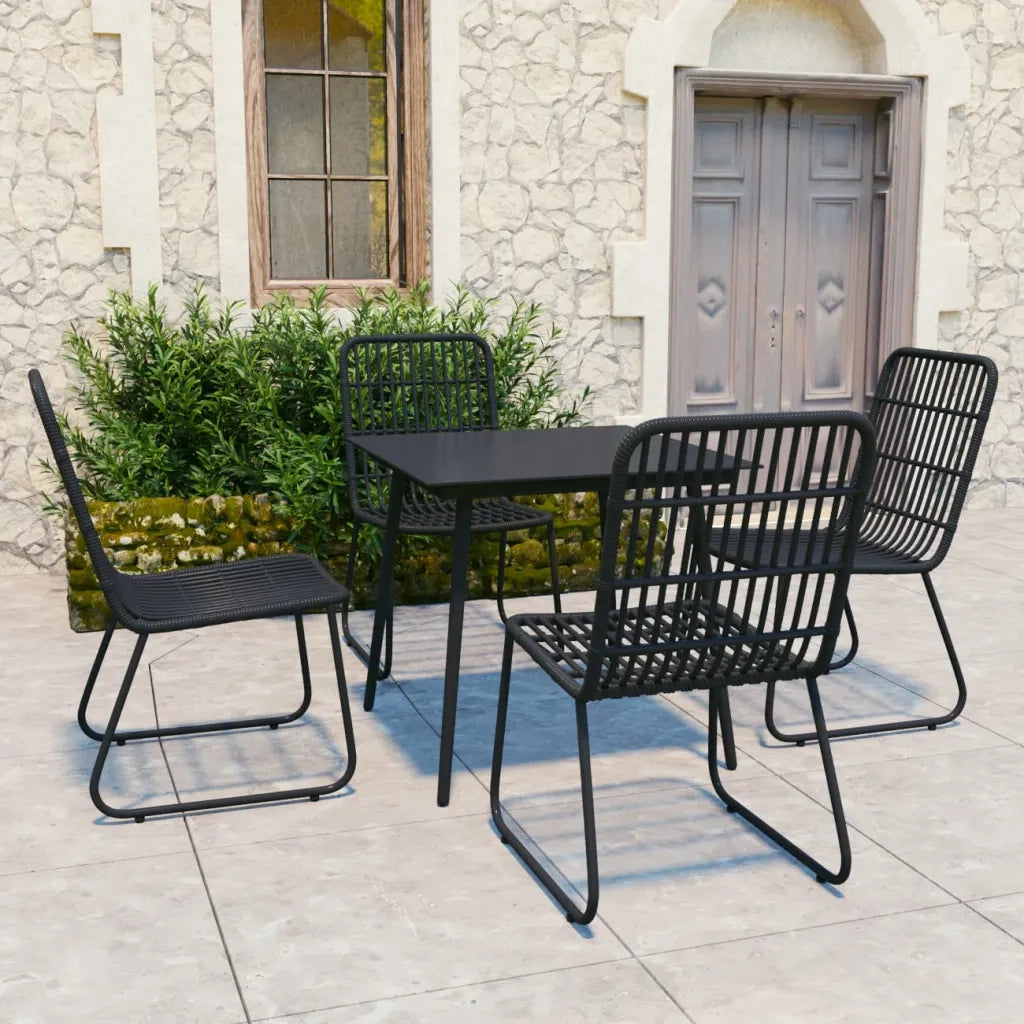 Set da Pranzo da Giardino 5 pz in Polyrattan e Vetro cod mxl 37720