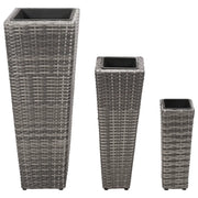 Fioriere | Cassetta per fiori | Letti Rialzati da Giardino 3 pz in Polyrattan Grigio