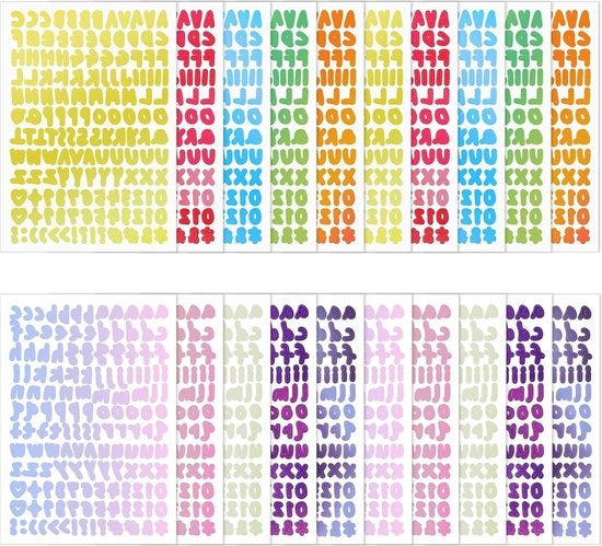 20 strisce di lettere adesive gradiente estetiche lettere adesive numeri adesivi per bambini - arte decorativa