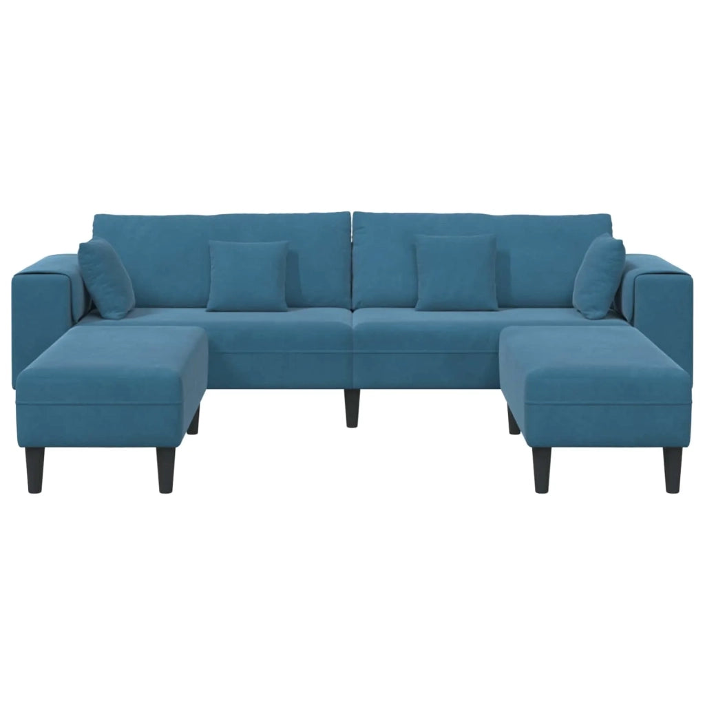 Divano 3 pcs Blu 250 x 188 x 76 cm Velluto 3335171