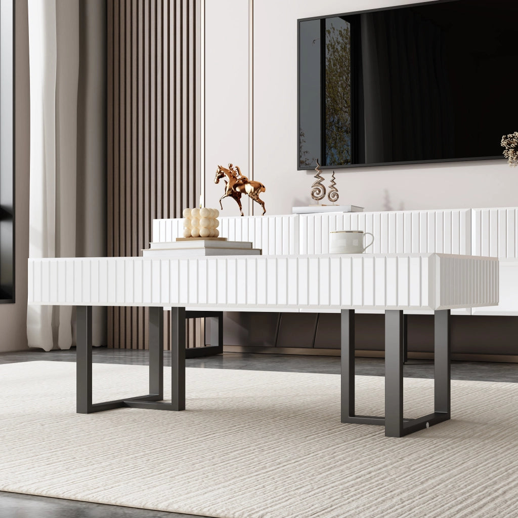 Tavolino da caffè 110x50,5x41 cm nero/bianco - piano nero lucido, MDF,