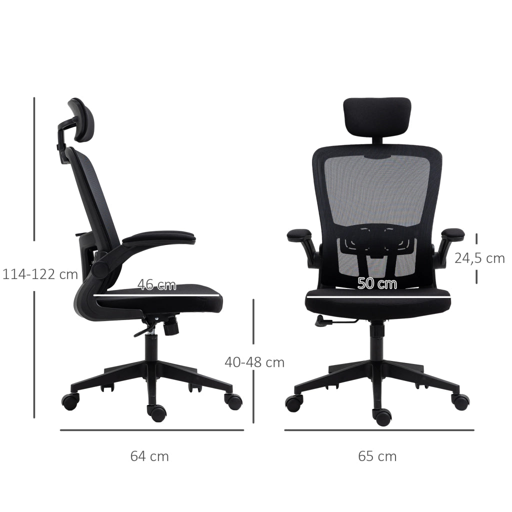 Sedia da ufficio con rete ¨C zephmum ¨C nera, 65x64x114-122 cm