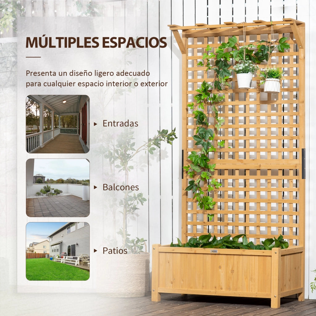 Fioriera con traliccio in legno per piante rampicanti ¨C zephmum ¨C naturale 90x45x183 cm