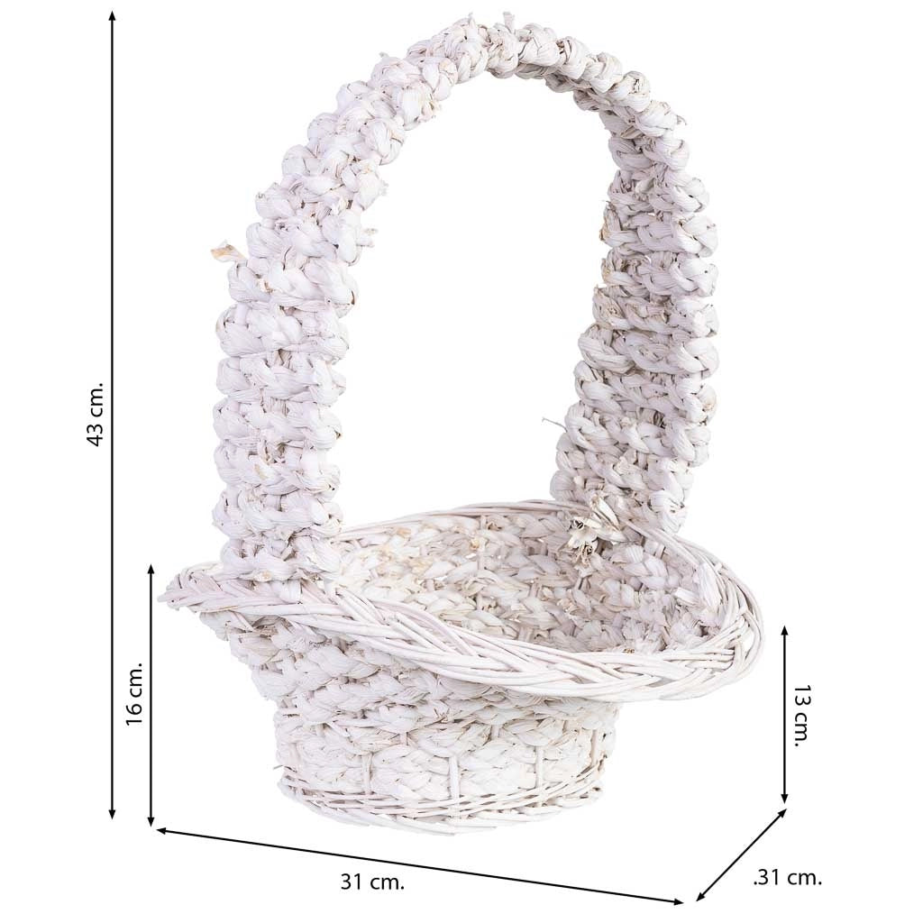Cesto in vimini bianco 38x31x13/16/43h cm