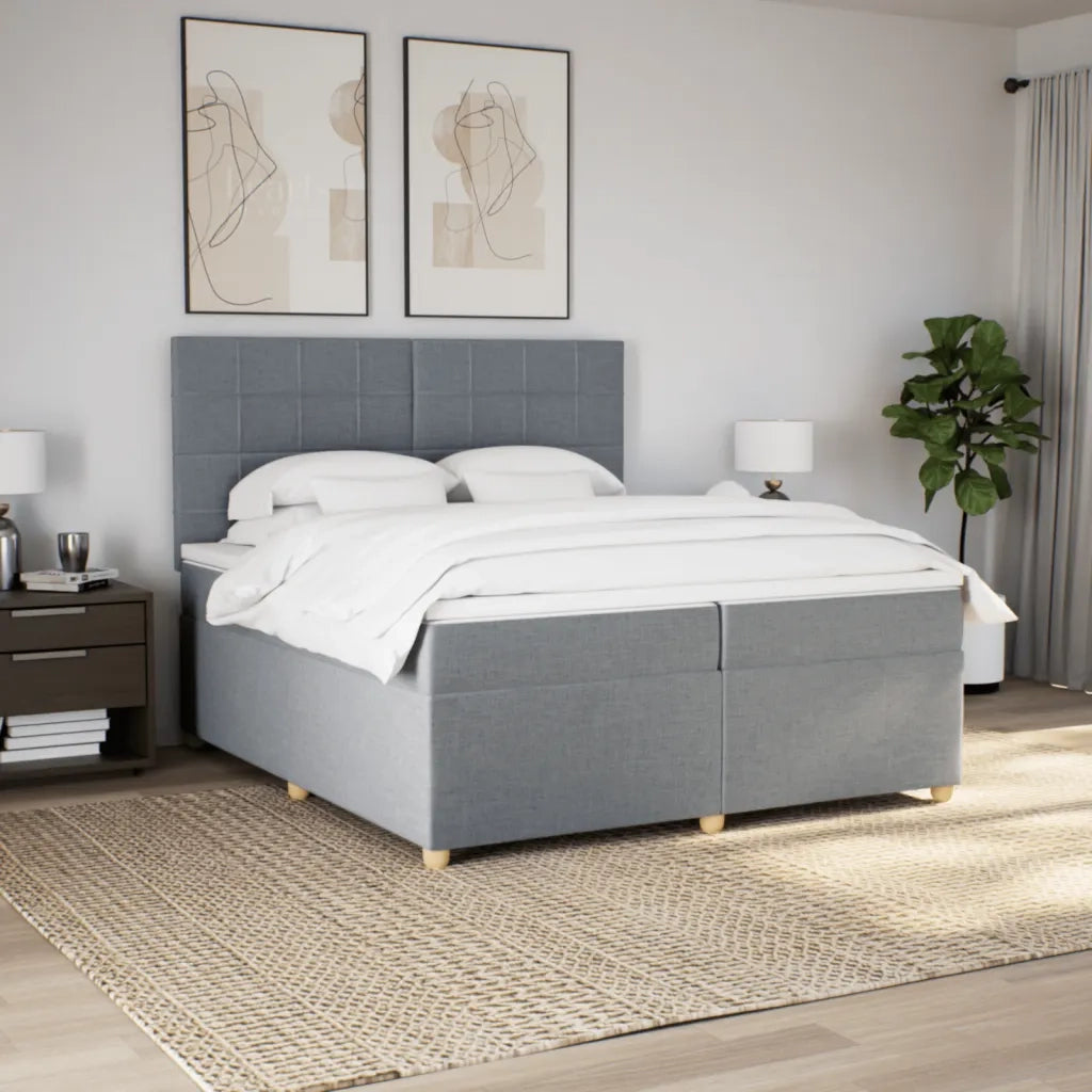 vidaXL Giroletto a Molle con Materasso Grigio Chiaro 200x200cm Tessuto