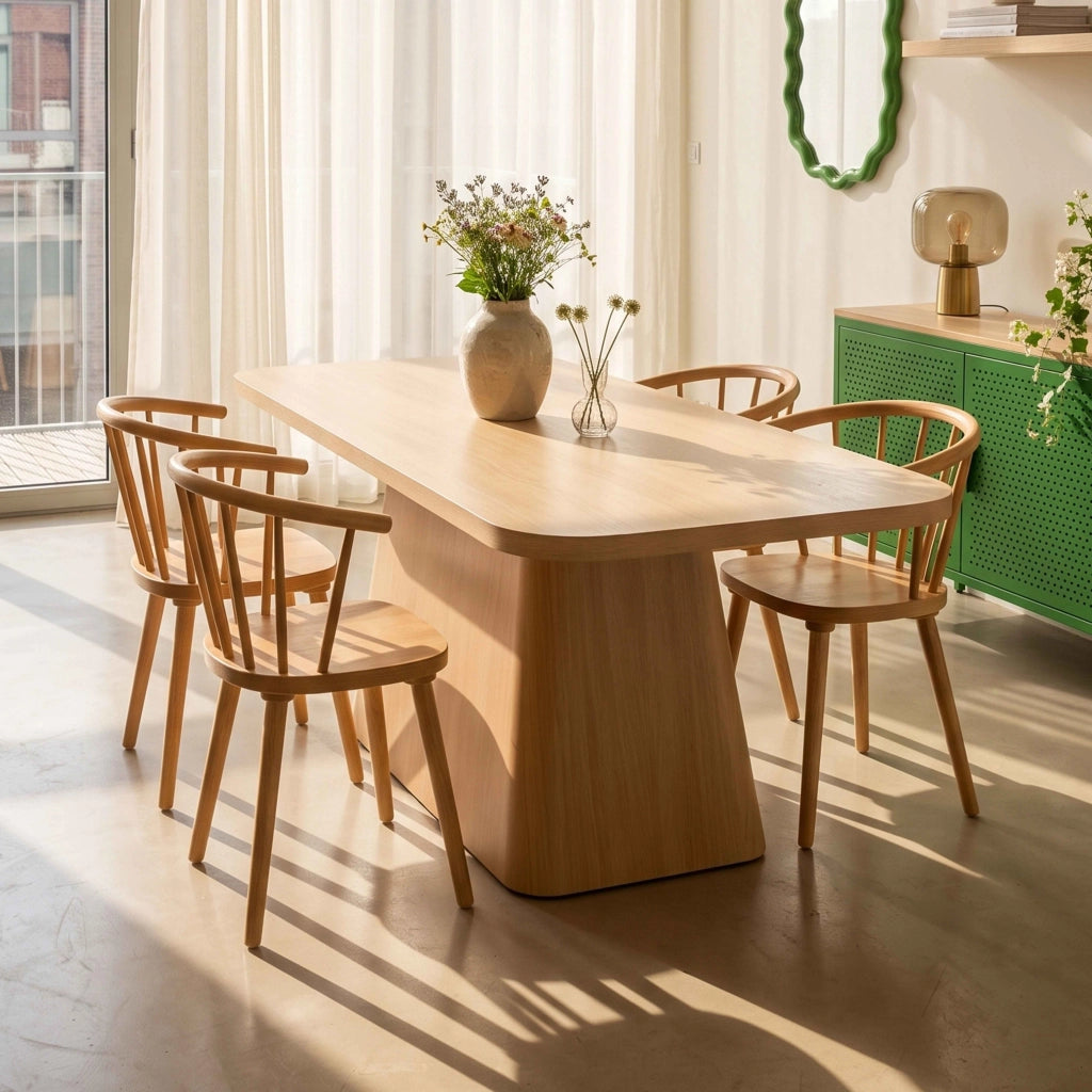 Set di 2 sedie in legno di olmo beige