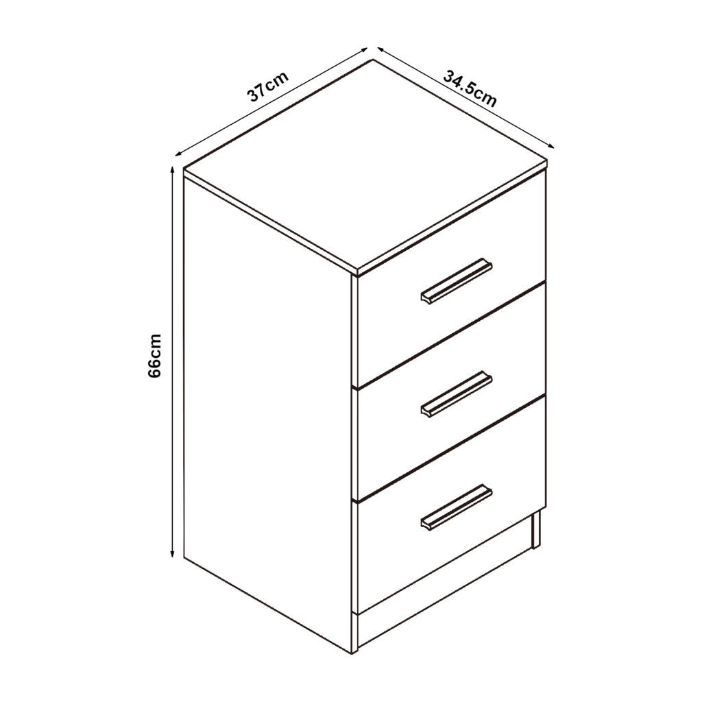 Set di 2 Comodini Aurdal con 3 Cassetti - Nero Lucido [en.casa]