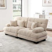 Divano modulare in chenille 220x77x81 cm; colore Light Coffee