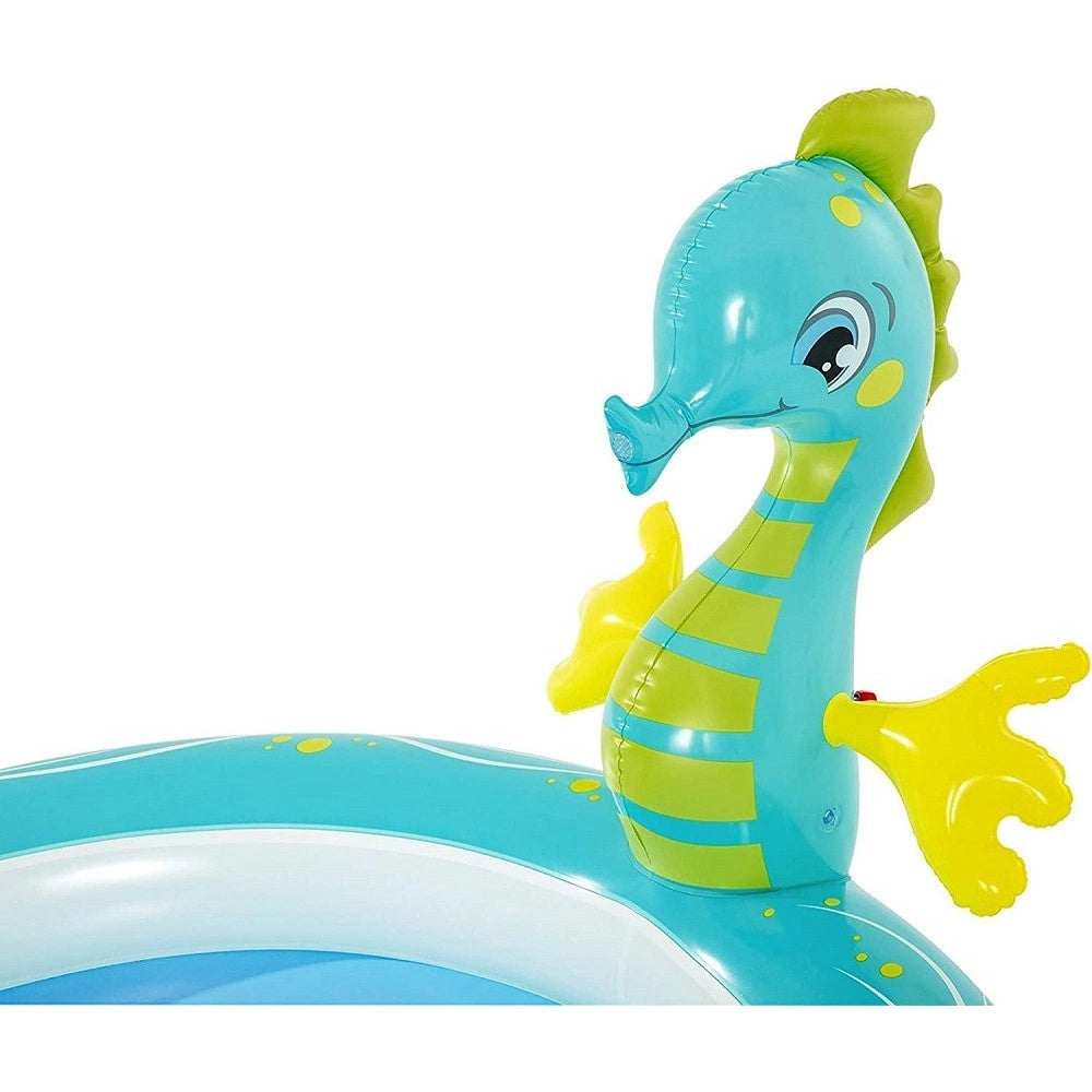 Trade Shop - Piscina Per Bambini Cavaluccio Marino Spruzza Acqua 2 Anni+ 188x160x86 Cm 53114 -
