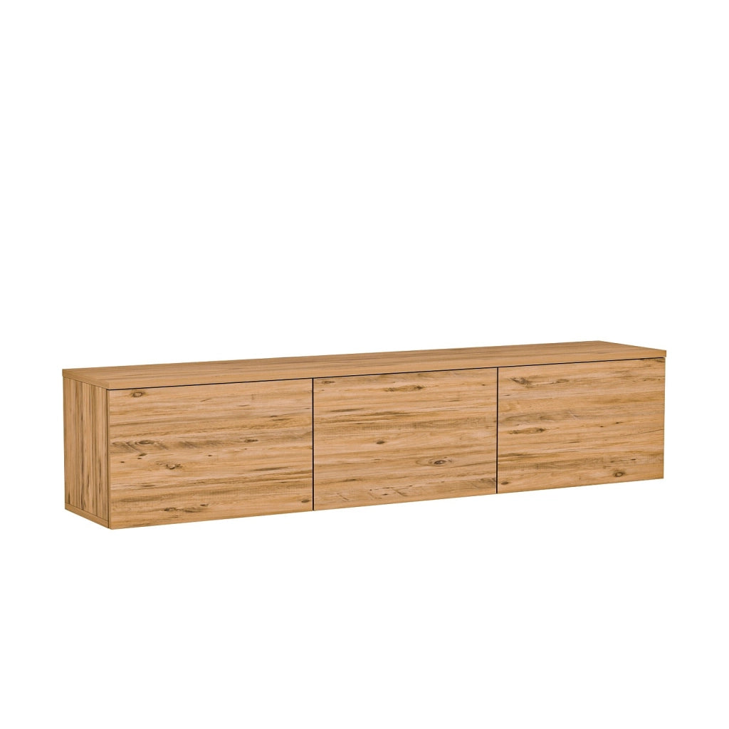 Porta TV in legno sospeso "illuminato al neon" con illuminazione a LED - 160 x 32 x 35 cm - Marrone