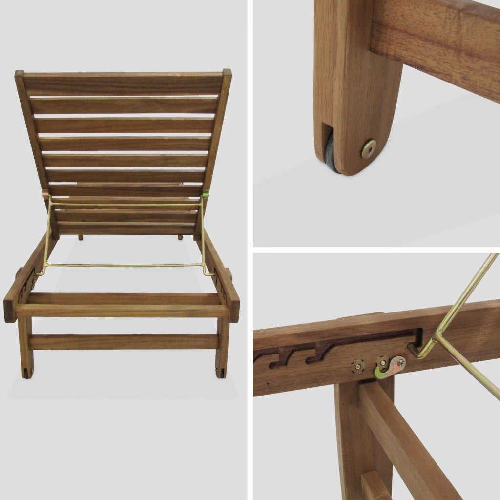 Set 2 lettini prendisole in legno multiposizione, grigio