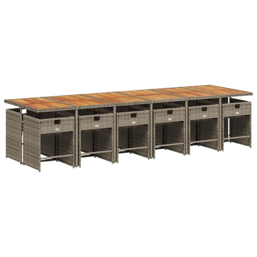 Set da Pranzo da Giardino 13pz con Cuscini Grigio in Polyrattan 3277897