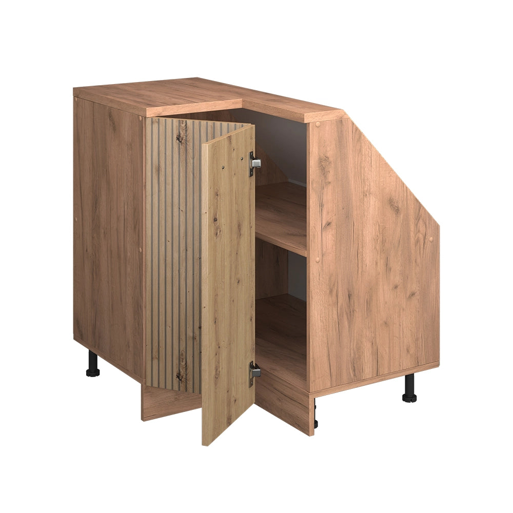 Mobile cucina angolare per sottotetto R-Line Rovere artigianale/Rovere dorato 75.6 cm con 1 porta Vicco