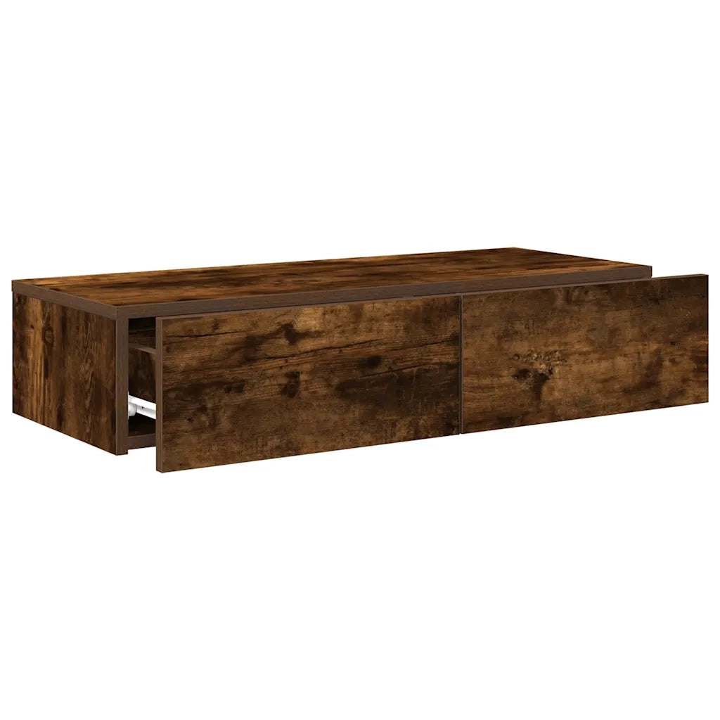 Scaffale a Parete con Cassetti Fumo 80x33x17 cm in Truciolato 859981