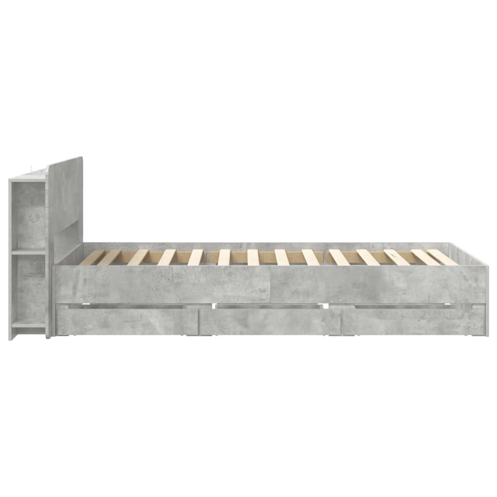 Struttura del letto con stoccaggio e testata Grigio Cemento 3433920