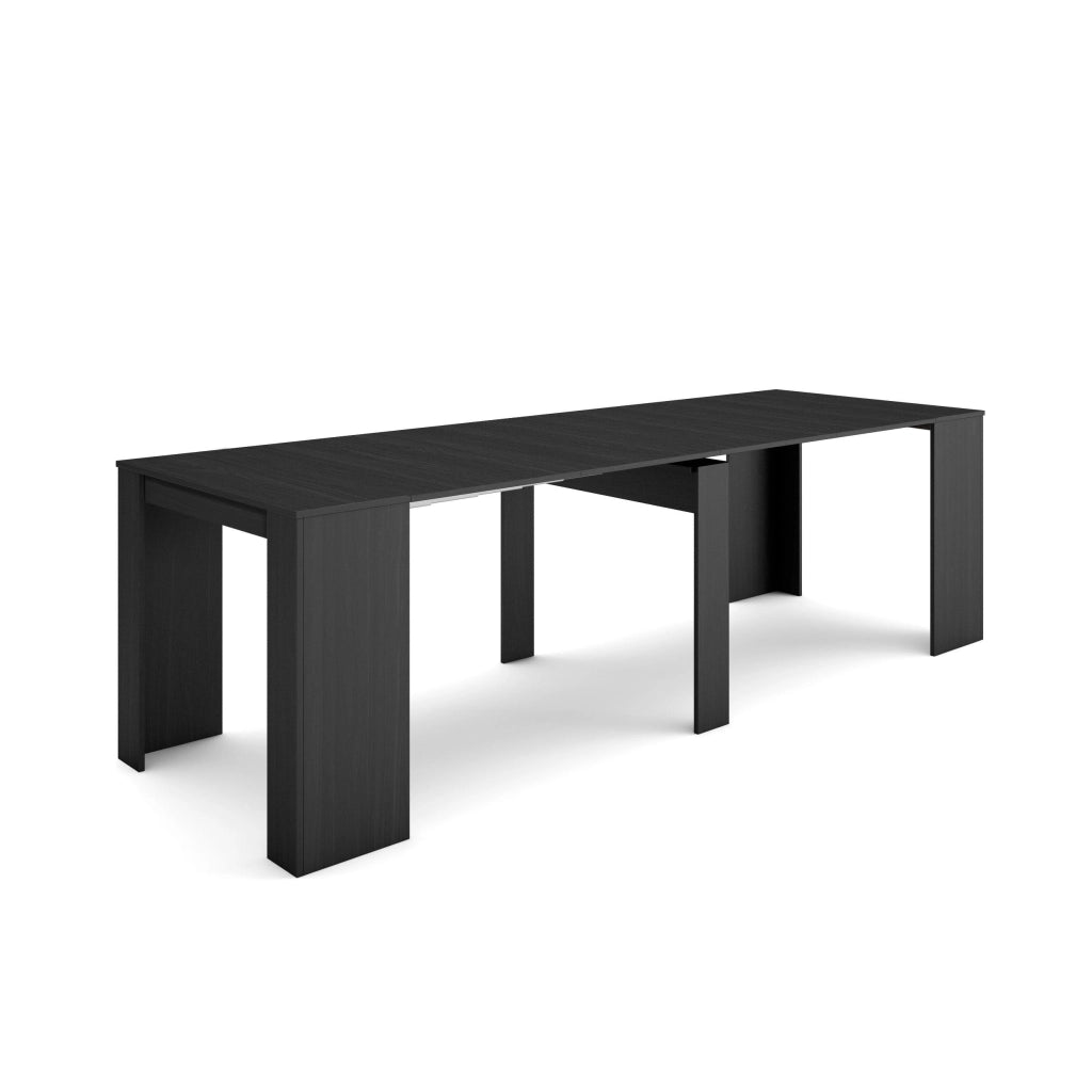 Consolle allungabile, 262x90x77cm, Per 12 persone, Tavolo da pranzo, Nero RF2635