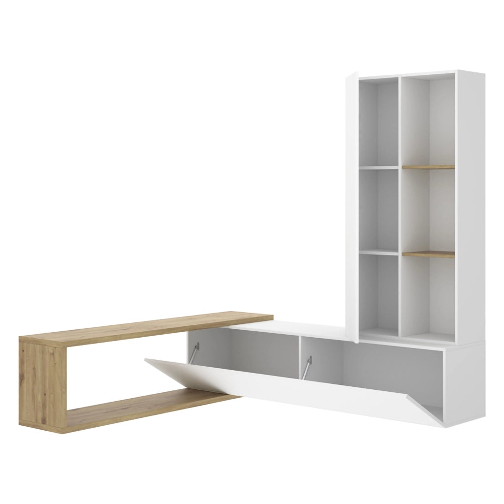 Mobile Soggiorno Vicksburg, Parete Attrezzata Modulabile, Bianco