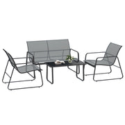 Set Giardino con Tavolino, Panchina e Sedie ¨C Zephmum ¨C Metallo e Texteline Grigio Chiaro
