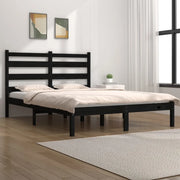 Giroletto-Struttura Letto Nero in Legno Massello di Pino 200x200 cm 296948