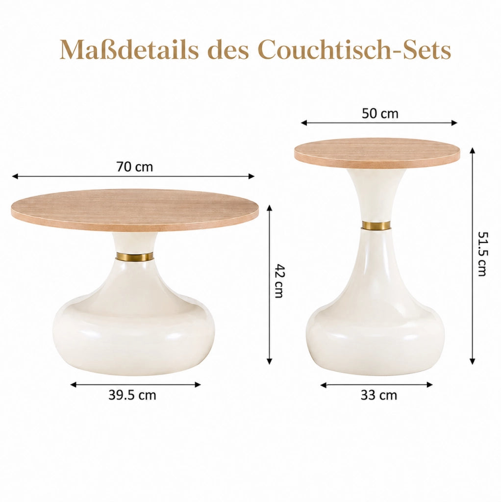 Set 2 tavolini da caffè in MDF e metallo effetto legno